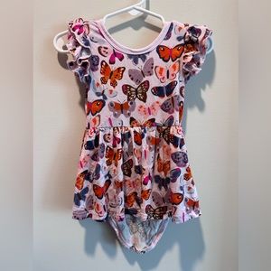 Little Sleepies Purple Butterfly Dress Bodysuit 12-18 months
